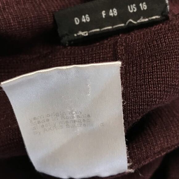 Akris Cashmere Silk Knit Waterfall Front Eggplant Purple Cardgian Sweater 16 - Picture 13 of 13